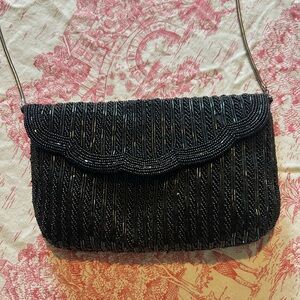 Elegant Black Beaded Walborg Evening Bag